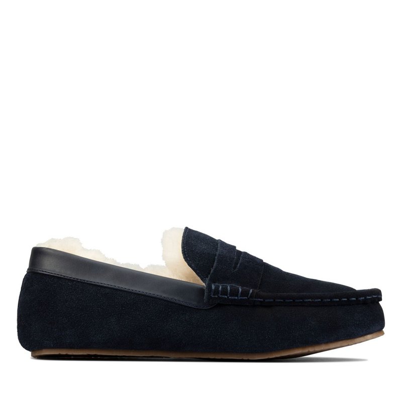 Clarks Kite Warm Slip On Navy | 73487793