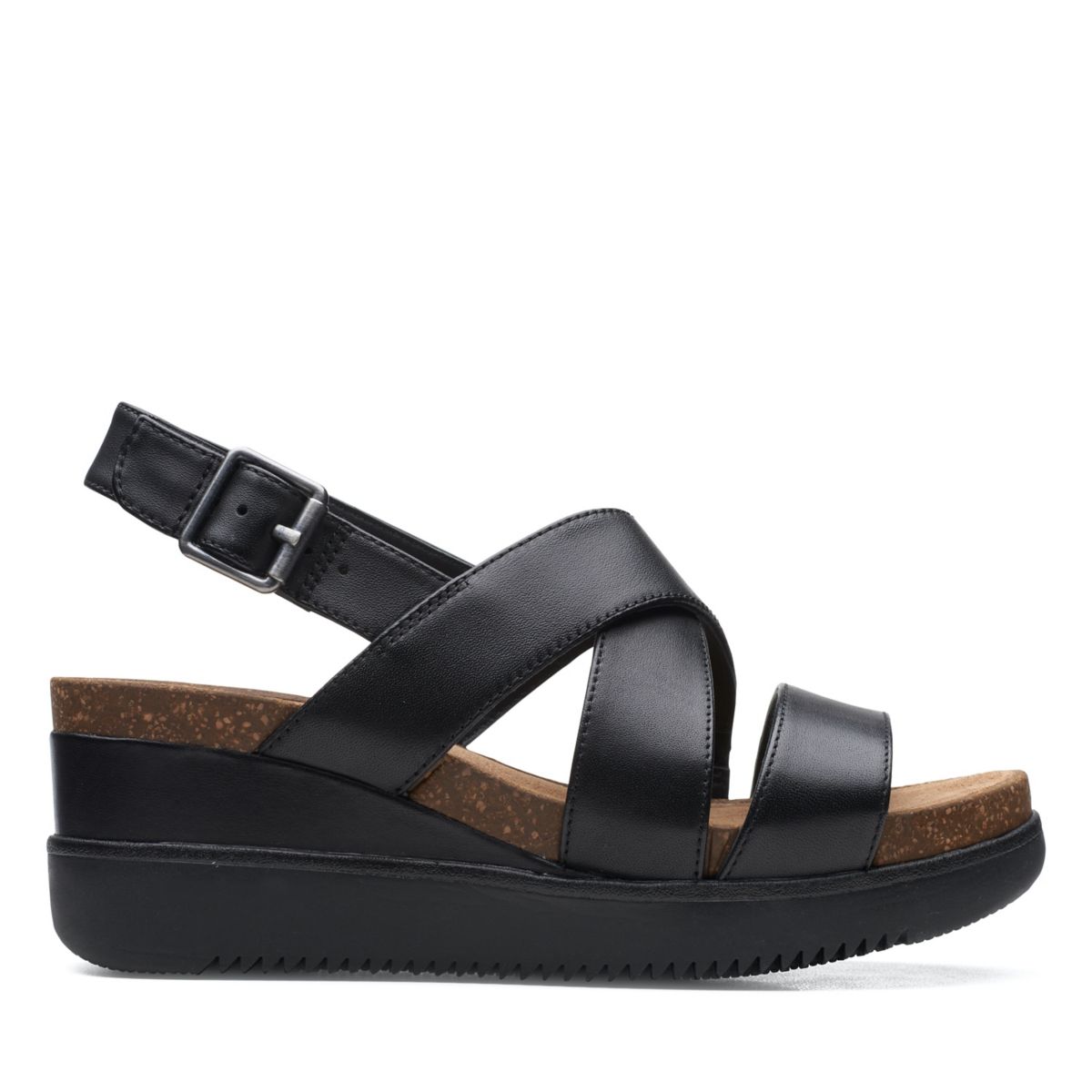 Clarks Lizby Cross Keilabsatz Sandalen Schwarz | 65023014