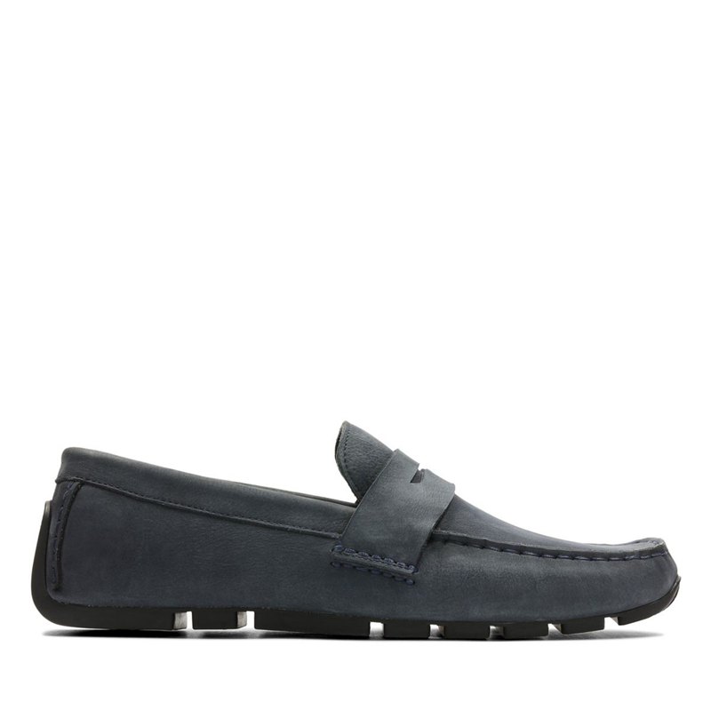 Clarks Oswick Penny Loafers Navy | 57776516